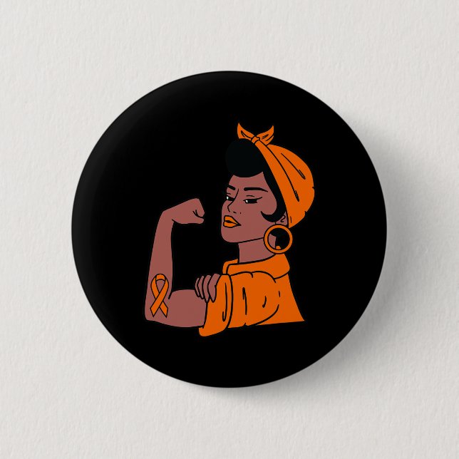 Leukaemia Awareness Month Orange Ribbon Warriors W 6 Cm Round Badge (Front)