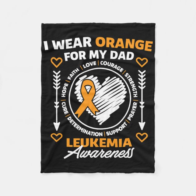 Leukaemia Awareness Month Support I Wear Orange Fo Fleece Blanket (Front)