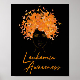 Leukaemia Awareness Orange Butterflies Gift Poster