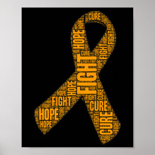 Leukaemia Awareness Orange Fight Hope Cure Ribbon  Poster