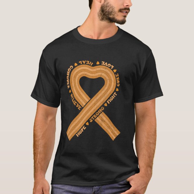 Leukaemia Awareness Orange Ribbon Blood Cancer Str T-Shirt (Front)