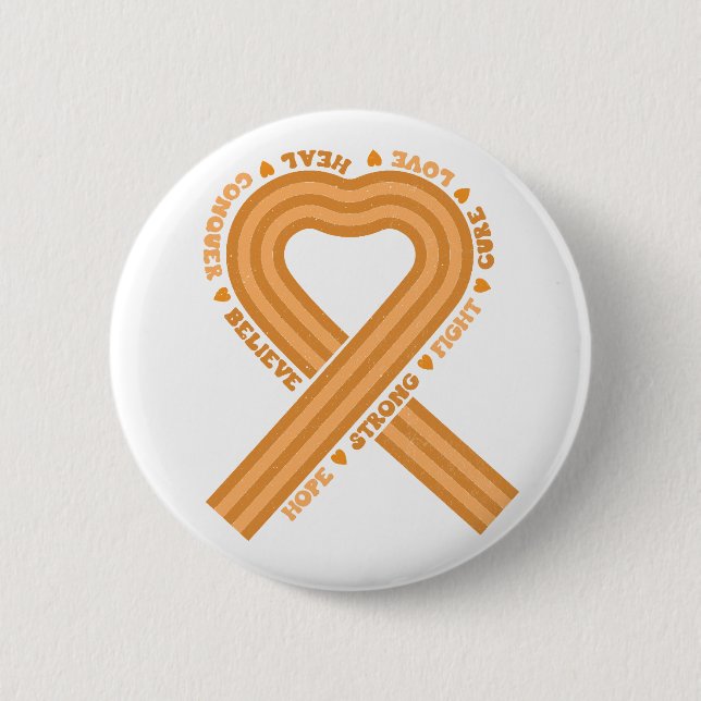 Leukaemia Awareness Orange Ribbon Support  6 Cm Round Badge (Front)