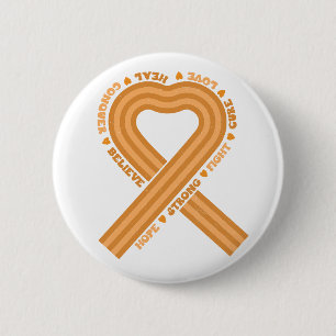 Leukaemia Awareness Orange Ribbon Support 6 Cm Round Badge
