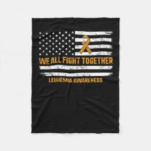 Leukaemia Awareness Orange Ribbon Usa Flag Warrior Fleece Blanket