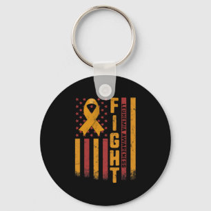 Leukaemia Awareness Orange Ribbon Usa Flag Warrior Key Ring