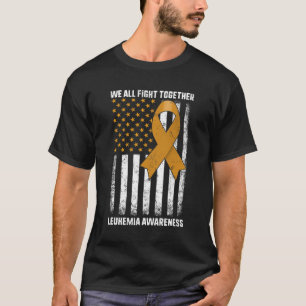 Leukaemia Awareness Orange Ribbon Usa Flag Warrior T-Shirt