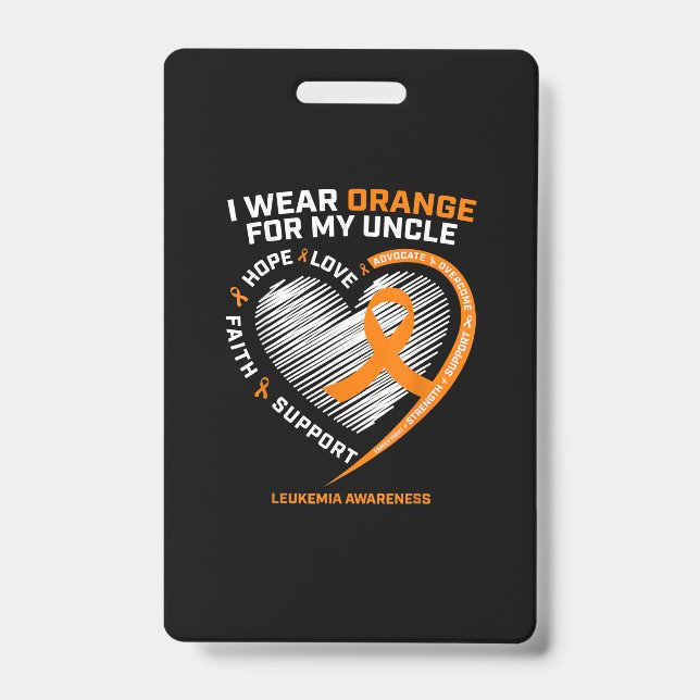 Leukaemia Awareness Shirts Uncle Mens Womens Kids ID Badge (Front)