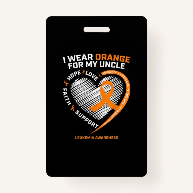 Leukaemia Awareness Shirts Uncle Mens Womens Kids ID Badge (Front)