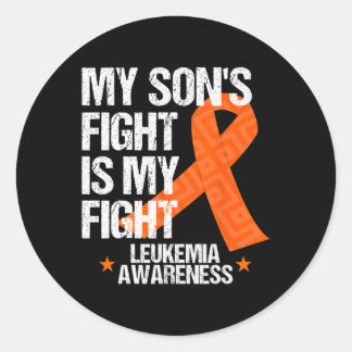Leukaemia Awareness  Son Fight Orange Ribbon Gift  Classic Round Sticker