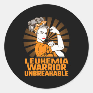 Leukaemia Awareness Strong Warrior Woman Orange Ri Classic Round Sticker