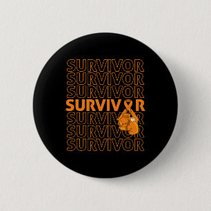 Leukaemia Awareness Survivor Orange Ribbon Boxing 6 Cm Round Badge