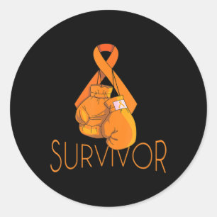 Leukaemia Awareness Survivor Orange Ribbon Boxing  Classic Round Sticker