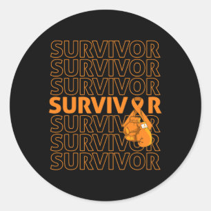 Leukaemia Awareness Survivor Orange Ribbon Boxing Classic Round Sticker