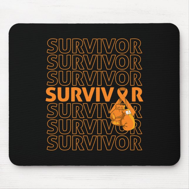 Leukaemia Awareness Survivor Orange Ribbon Boxing  Mouse Mat (Front)