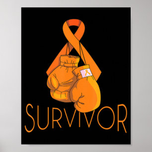 Leukaemia Awareness Survivor Orange Ribbon Boxing  Poster