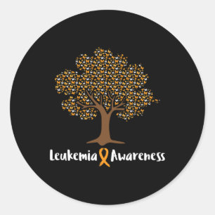Leukaemia Awareness Tree Orange Ribbon Cancer Surv Classic Round Sticker