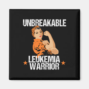Leukaemia Awareness Unbreakable Warrior Orange Ri Magnet