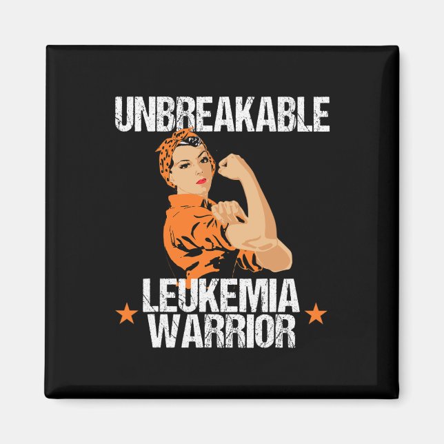 Leukaemia Awareness  Unbreakable Warrior Orange Ri Magnet (Front)