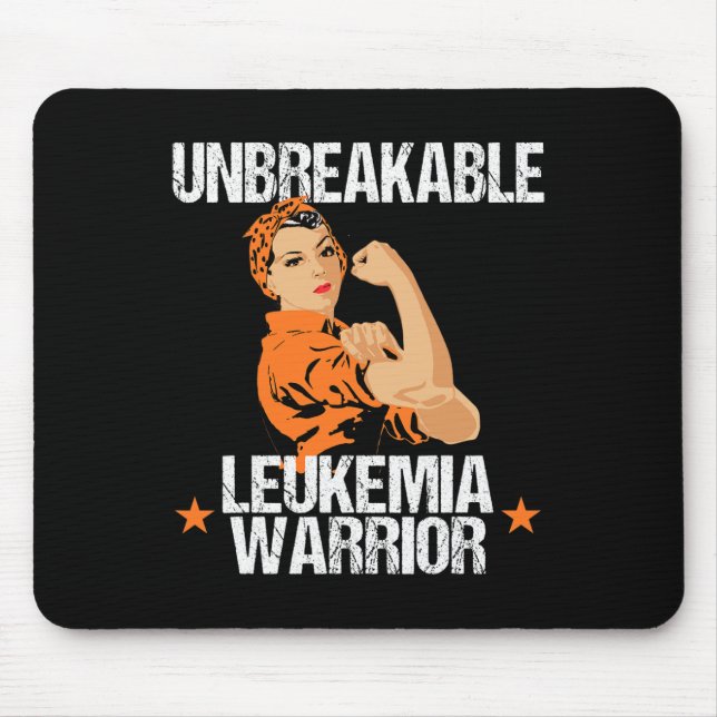 Leukaemia Awareness  Unbreakable Warrior Orange Ri Mouse Mat (Front)