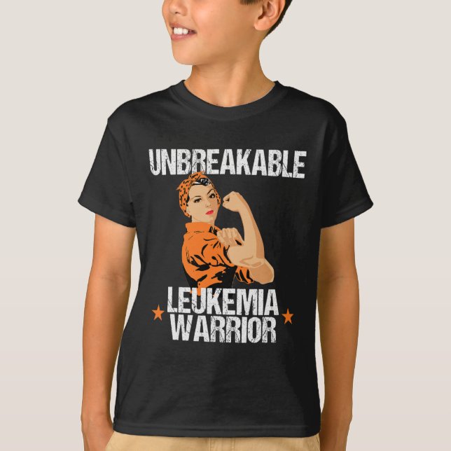 Leukaemia Awareness  Unbreakable Warrior Orange Ri T-Shirt (Front)