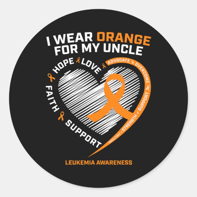 Leukaemia Awareness  Uncle Men's Women's Kids Leuk Classic Round Sticker (Front)