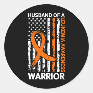 Leukaemia Awareness USA US American Flag For Husba Classic Round Sticker
