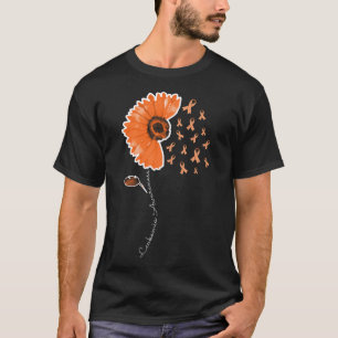 Leukaemia Awareness Warrior Orange Ribbon Sunflowe T-Shirt