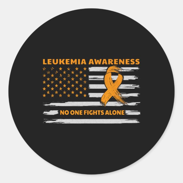Leukaemia Awareness We Fight Cancer Together Cure  Classic Round Sticker (Front)