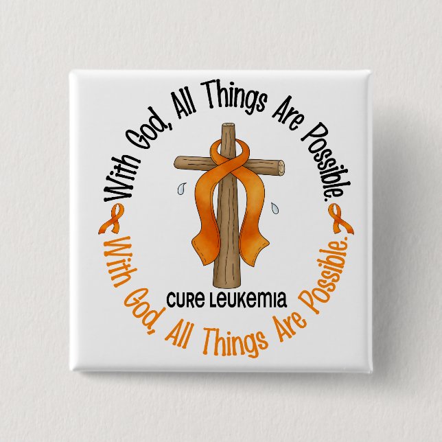 Leukaemia Awareness WITH GOD CROSS 15 Cm Square Badge (Front)