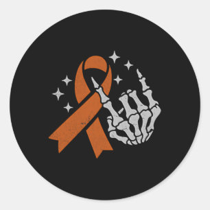 Leukaemia Blood Cancer Awareness Orange Ribbon (2 Classic Round Sticker