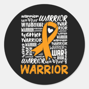 Leukaemia Blood Cancer Warrior Orange Ribbon Aware Classic Round Sticker