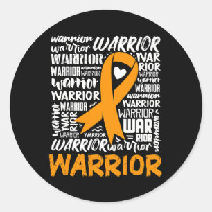 Leukaemia Blood Cancer Warrior Orange Ribbon Aware Classic Round Sticker