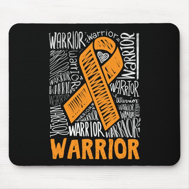 Leukaemia Blood Cancer Warrior Orange Ribbon Aware Mouse Mat (Front)