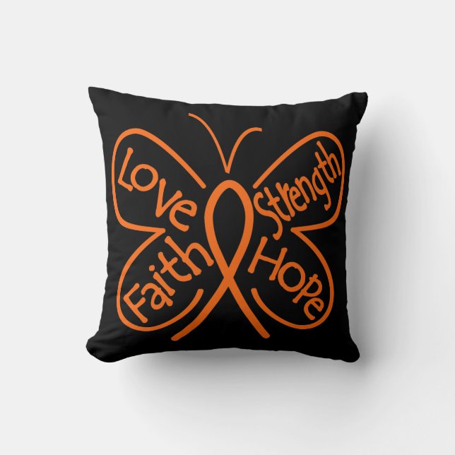 Leukaemia Butterfly Inspiring Words Cushion (Front)