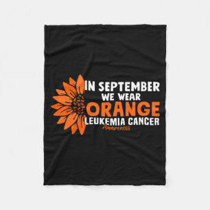 Leukaemia Cancer Awareness In September Wear Orang Fleece Blanket