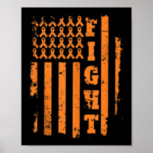 Leukaemia Cancer Awareness Leukaemia Orange Ribbo Poster