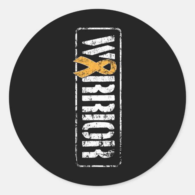 Leukaemia Cancer Awareness - Military Warrior Ribb Classic Round Sticker (Front)