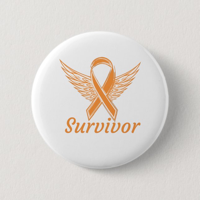 Leukaemia Cancer Awareness - Orange Angel Wings 6 Cm Round Badge (Front)