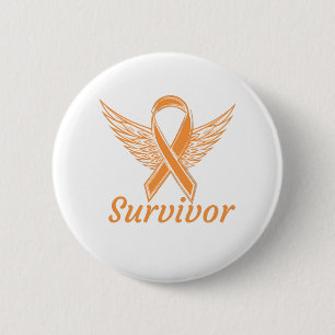 Leukaemia Cancer Awareness - Orange Angel Wings 6 Cm Round Badge