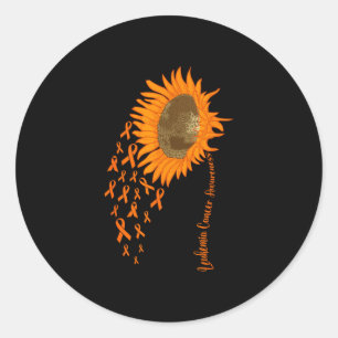 Leukaemia cancer awareness orange ribbon sunflower classic round sticker