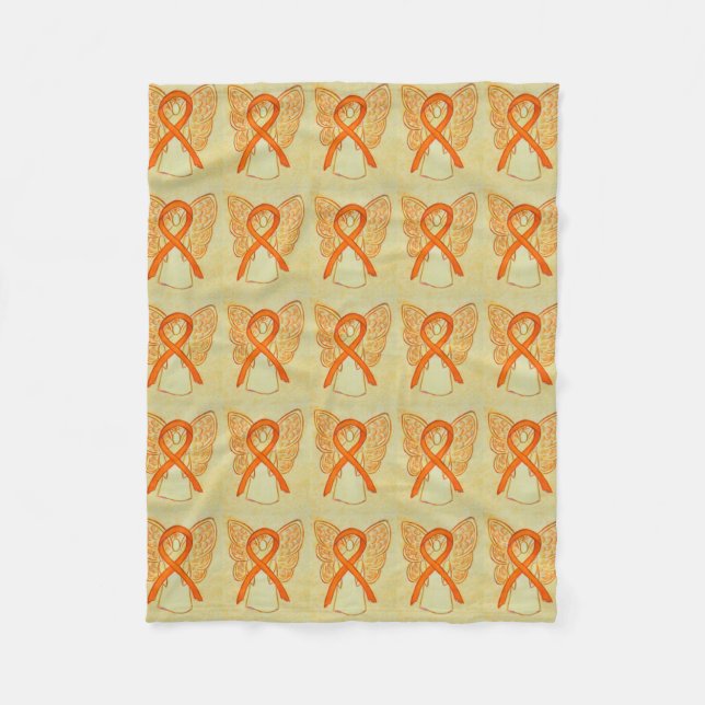 Leukaemia Cancer Awareness Ribbon Fleece Blankets (Front)