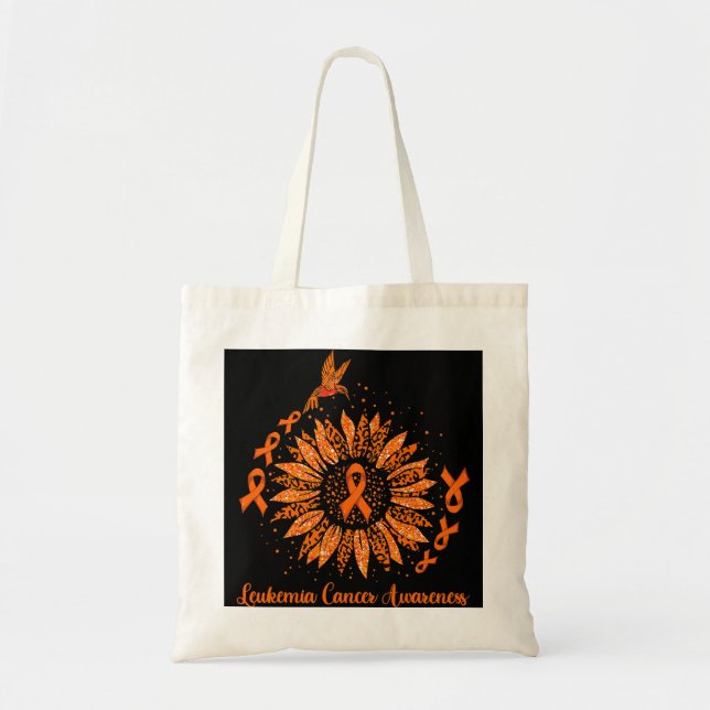 Leukaemia Cancer Awareness Shirt Orange Sunflower  Tote Bag (Front)