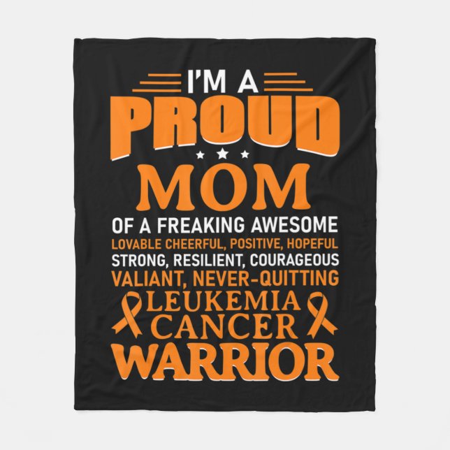 Leukaemia Cancer Awareness Survivor Orange Ribbon  Fleece Blanket (Front)