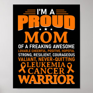 Leukaemia Cancer Awareness Survivor Orange Ribbon  Poster