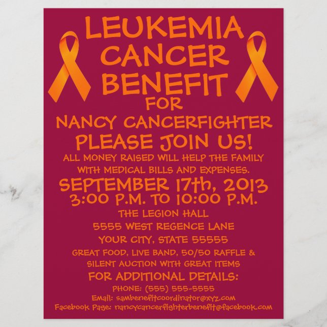 Leukaemia Cancer Benefit Flyer (Front)