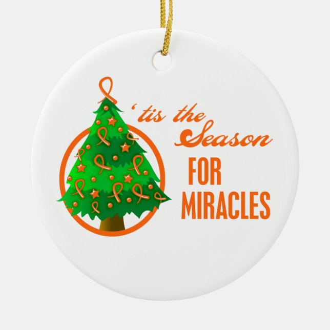 Leukaemia  Cancer Christmas Miracles Ceramic Tree Decoration (Front)