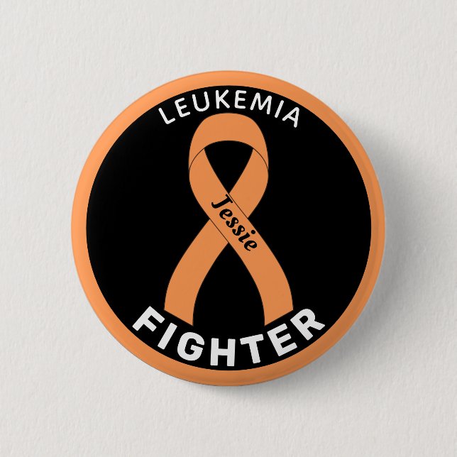 Leukaemia Cancer Fighter Ribbon Black Button (Front)