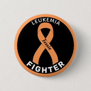 Leukaemia Cancer Fighter Ribbon Black Button