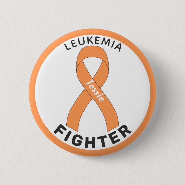 Leukaemia Cancer Fighter Ribbon White Button (Front)