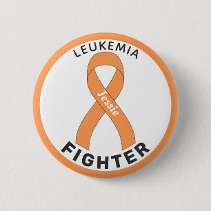 Leukaemia Cancer Fighter Ribbon White Button